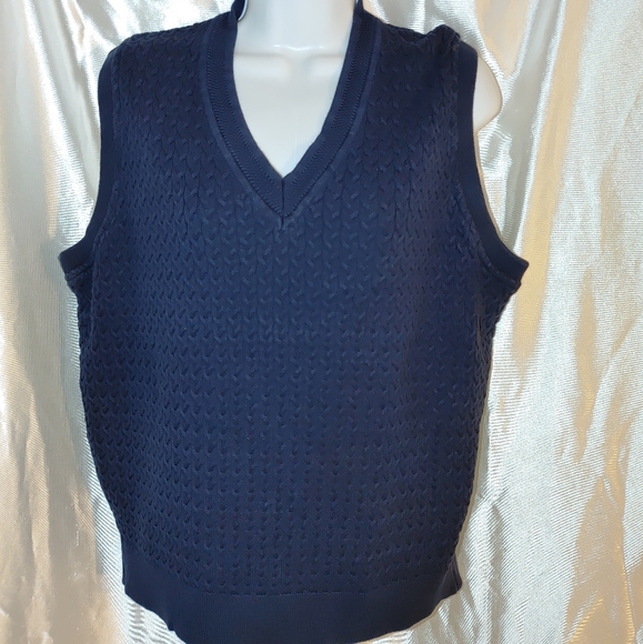 Vintage Elandale Navy knit sweater vest L - Picture 1 of 6
